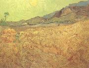 Vincent Van Gogh Wheat Fields with Reaper at Sunrise (nn04) oil painting on canvas